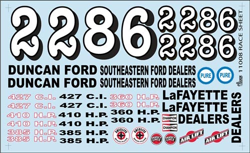 Gofer 11008 60s Nascar Style Sponsor Logos and Numbers Decal Sheet 1/24 and 1/25 