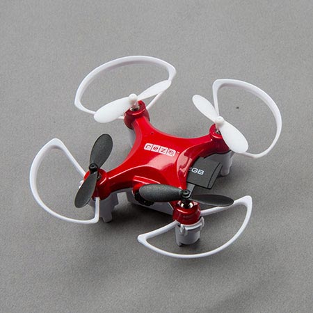 Small red drone shop with camera