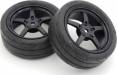 Glued TC Tire (M) 5-Spoke Racing Wheel Black (2)