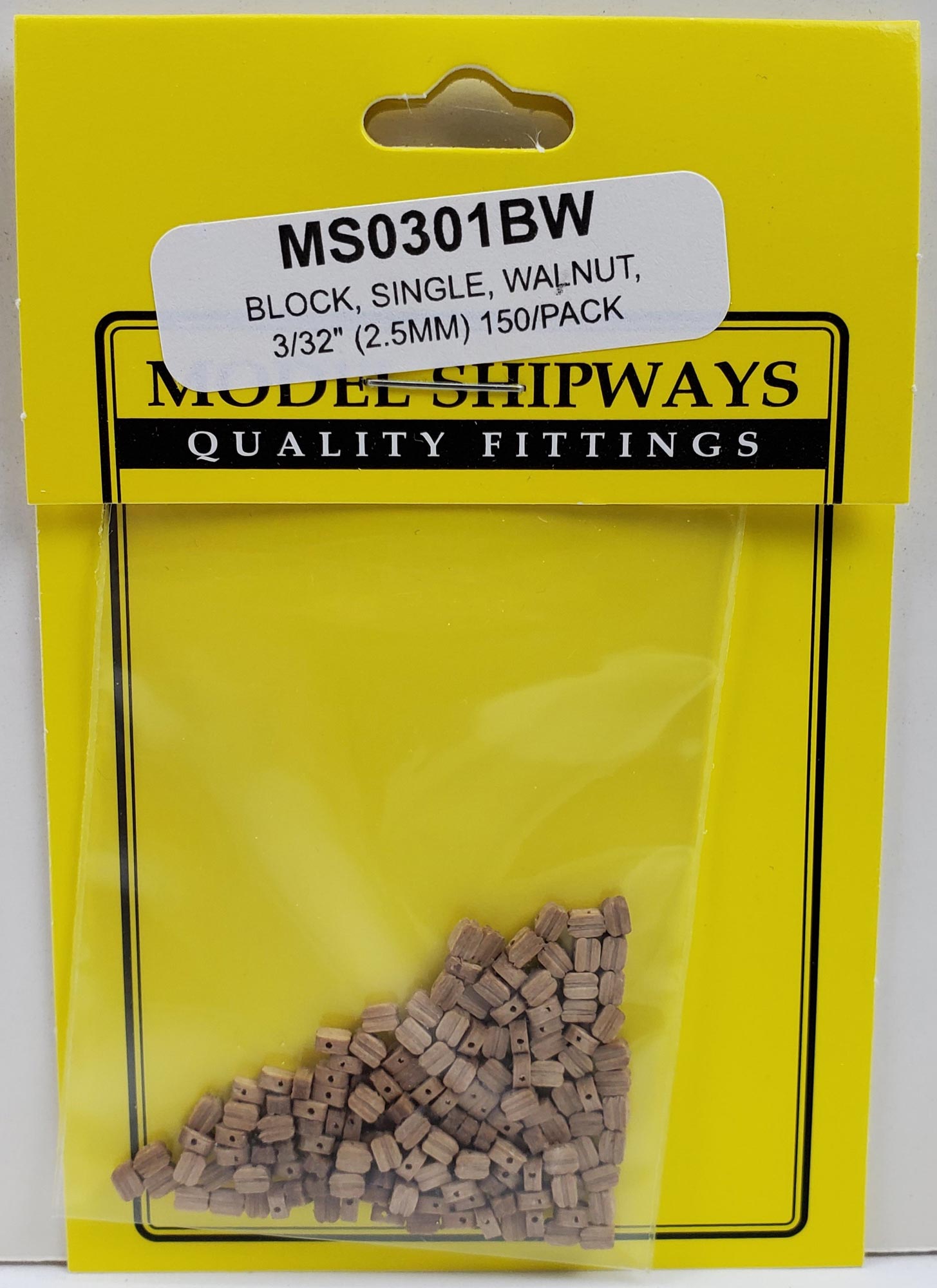 20 Pk Ship Model Fittings NEW Model Shipways Blocks Single Walnut 3/32' 2.5mm 