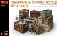 1/35 Champagne & Cognac Bottles w/Crates