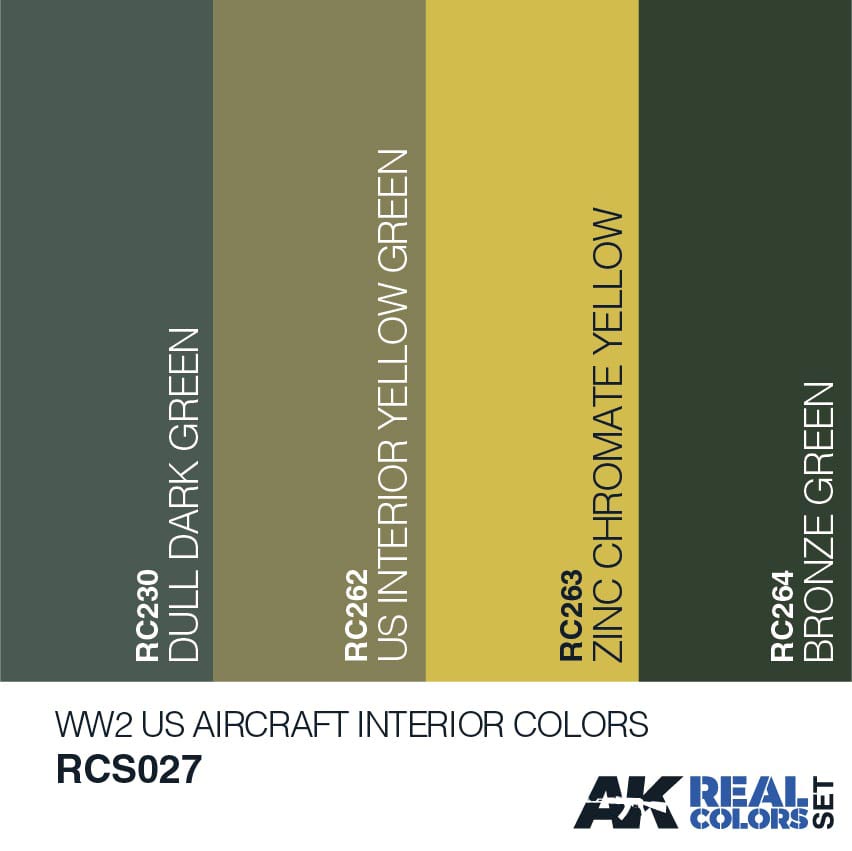 AK Interactive: Paints set - WWII US Aircraft interior colors - 6 17 ml  jars (ref. AK11734), Paints and Tools > Colors > AK Interactive > Ak Real  Colors Air