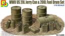 1/16 WWII US 20L Jerry Can & 200L Fuel Drum Set