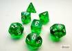 Dice Translucent Mini 7pc Green/White