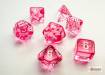 Dice Translucent  Mini 7pc Pink/White
