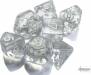 Dice Translucent 7pc Clear/White