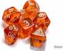 Dice Translucent 7pc Orange/White