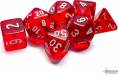 Dice Translucent 7pc Red/White