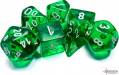 Dice Translucent 7pc Green/White