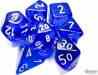 Dice Translucent 7pc Blue/White