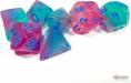 Dice Gemini 7pc Polyhedral Gel Green-Pink/Blue Luminary