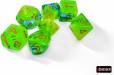 Dice Gemini 7pc Polyhedral Plasma Green-Teal/Orange Luminary