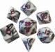 Dice Acrylic 16mm 7pc Set Marble Purple Numbers