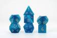Dice Stone 16mm 7pc Set Engraved Cat's Eye Aquamarine