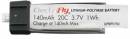 LiPo 1S 3.7V 140mAh 20C Electrifly Plug In Cell