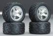 Wheel/Tire (4) Silver 1/16 E-Revo Slash VXL