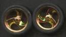 1/24-1/25 Tri Blade Gold Rims w/Tires (4)