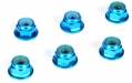 4mm Aluminum Serrated Lock Nuts Blue (6)