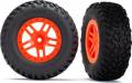 Tires & Wheels Glued SCT Split-Spoke Orange Wheels/Tires (2)
