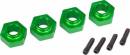 Wheel Hubs 12mm Hex 6061-T6 Alum Green (4)