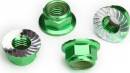 Nylon Locking Aluminum Flange Nuts 5mm Green Anodized (4)