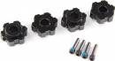 Wheel Hubs Hex Aluminum (Black-Anodized) (4) w/Screw Pins