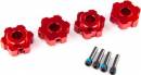 Wheel Hubs Hex Aluminum (Red-Anodized) (4)/4X13mm Screw