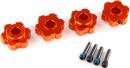 Wheel Hubs Hex Aluminum (Orange-Anodized) (4) w/Screw Pins