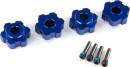 Wheel Hubs Hex Aluminum (Blue-Anodized) (4) w/Screw Pins