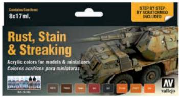 x8 - AV Vallejo Model Color Set VAL70183 Stains & Streaking Rust 